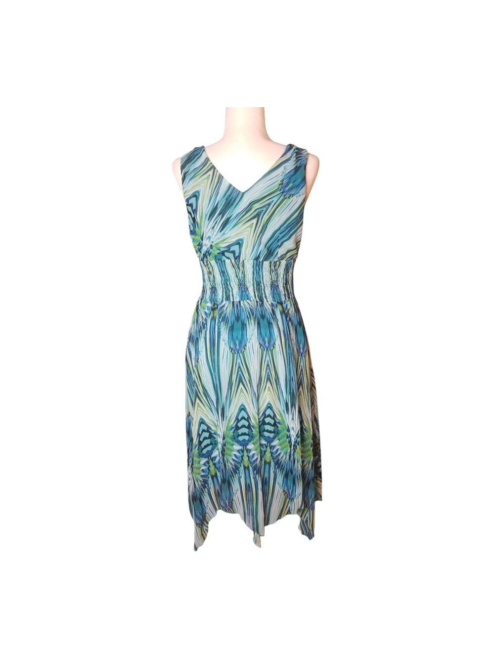 Rabbit Rabbit Rabbit Asymmetrical Blue and Green Sundress - Picture 5 of 6